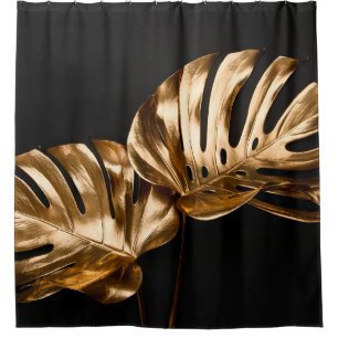 Shiny golden chains on reflective surface. Seamles Shower Curtain