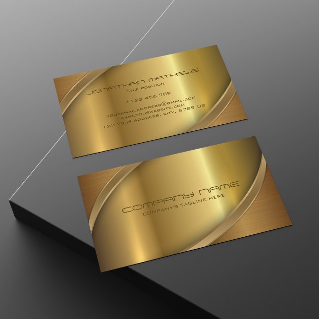 Shiny Golden Metal Look Brown Stainless Steel Business Card (Creator Uploaded)
