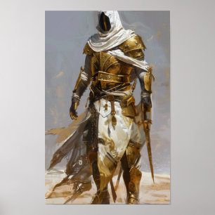 Shiny Golden Plate Armour with Dirty White Fabrics Poster