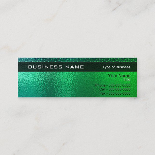 Shiny Green and Blue Metal Generic Mini Business Card (Front)