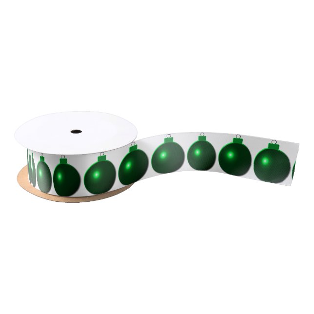 Shiny Green Christmas Ball Ornament Satin Ribbon (Spool)