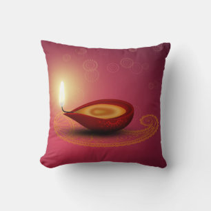 Shiny Happy Diwali Diya - Pillow