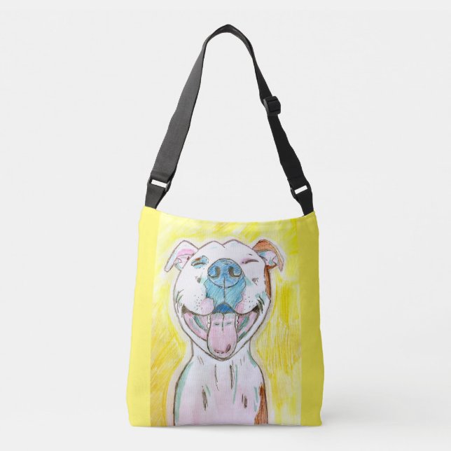 Shiny Happy Pit Bull- Sunny Yellow Tote (Front)