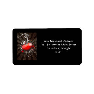 Shiny Heart with Swirly Grunge Background Label