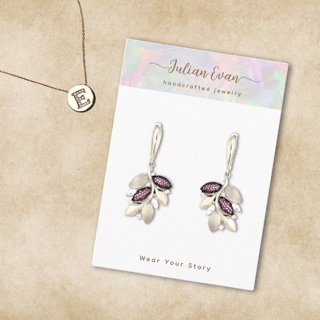 Shiny Holographic Aura Opal Stone Jewellery Displa Business Card (Shiny Holographic Aura Opal Stone Jewelry Display Business Card )