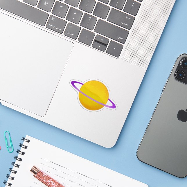 Shiny Intersex Planet with Rings (Laptop w/ iPhone)