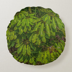 Shiny Leaves in Sunlight Round Cushion