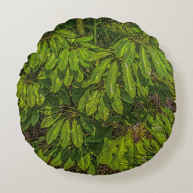 Shiny Leaves in Sunlight  Round Cushion (Front)