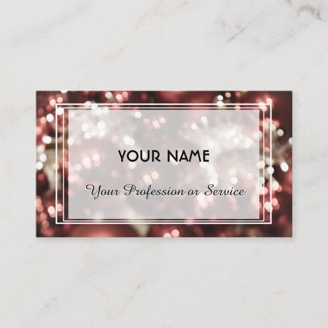 Shiny lights abstract rose Christmas balls Busines Business Card (Front)