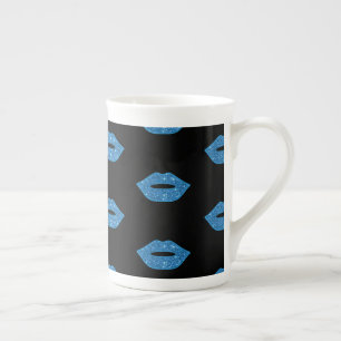 Shiny Lips Blue Kisses Black Makeup Artist Fancy Bone China Mug