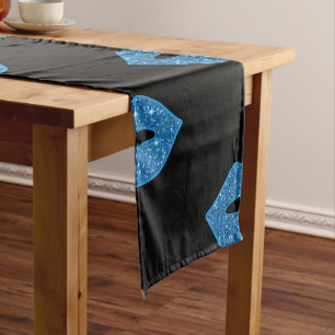 Shiny Lips Blue Kisses Black Makeup Artist Fancy Short Table Runner