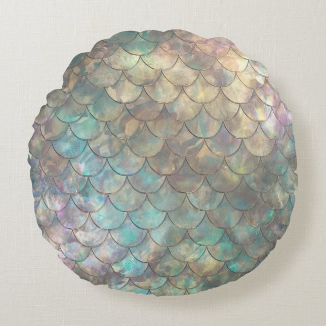 Shiny Mermaid Print Round Cushion (Front)