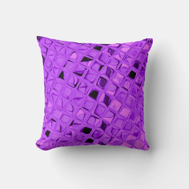 Shiny Metallic Amethyst Purple Grape Diamond Cushion (Front)