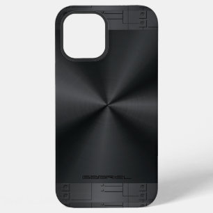 Shiny Metallic Black Geometric Accents iPhone 12 Pro Max Case