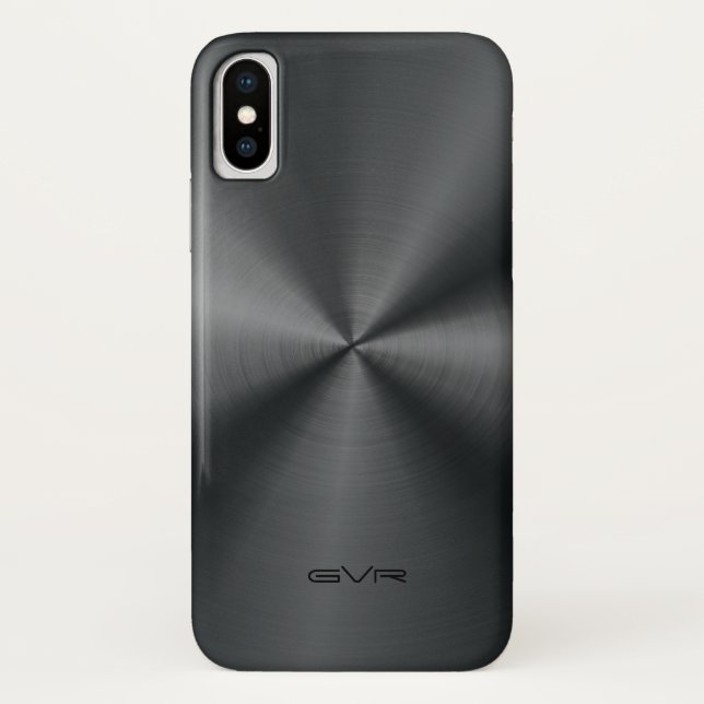 Shiny Metallic Black Stainless Steel Look Case-Mate iPhone Case (Back)