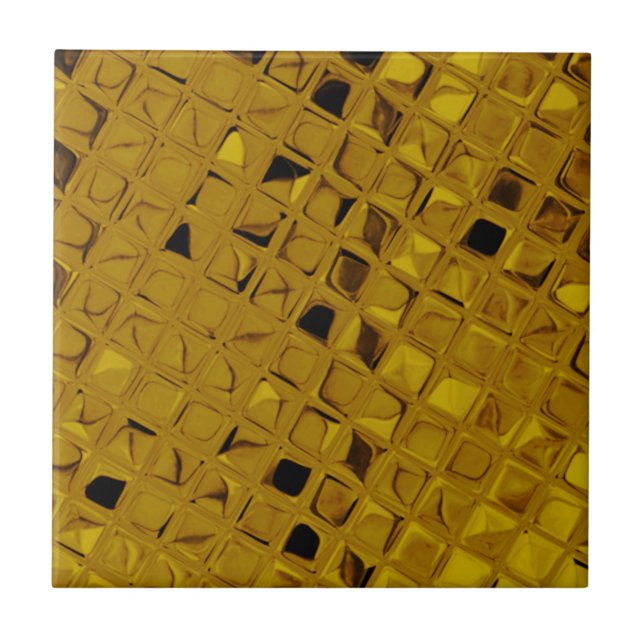 Shiny Metallic Girly Yellow Gold Diamond Ceramic Tile (Front)