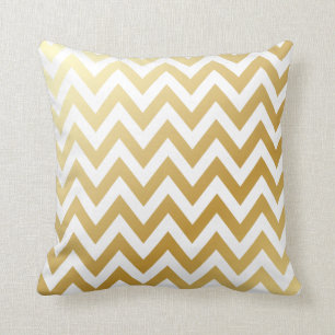 Shiny Metallic Gold Chevron Zigzag Stripe Pattern Cushion