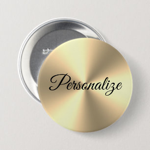 Shiny metallic gold large pinback button