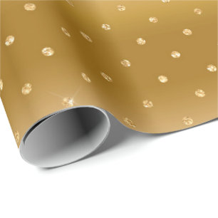 Shiny Metallic Gold Polka Dots Gift Wrapping Paper