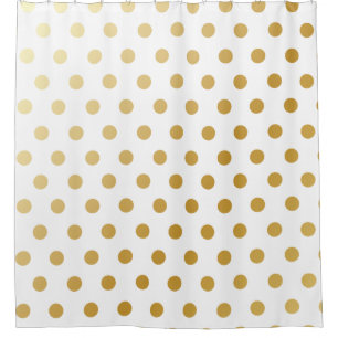 Shiny Metallic Gold Polka Dots Pattern Shower Curtain