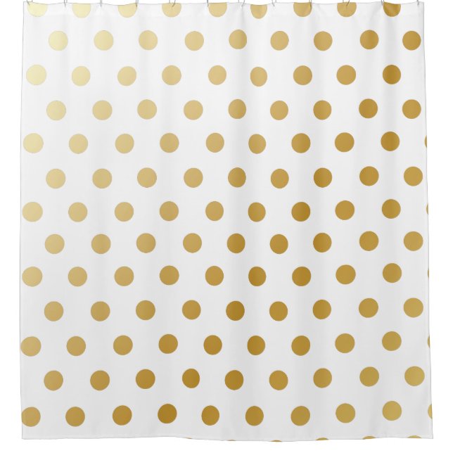 Shiny Metallic Gold Polka Dots Pattern Shower Curtain (Front)
