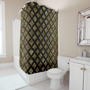 Shiny Metallic Gold Rhomboid Shower Curtain