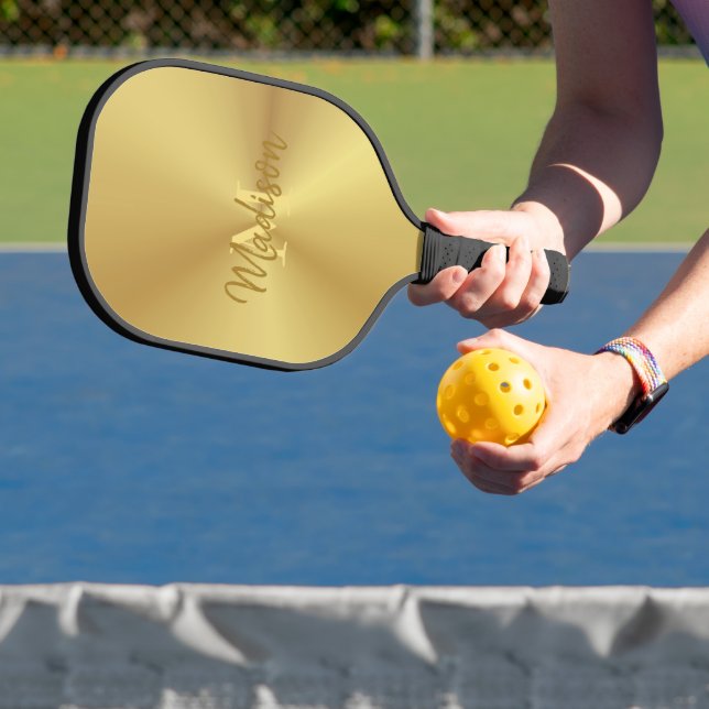 Shiny Metallic Gold Texture  Pickleball Paddle (Insitu)