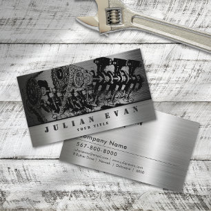 Shiny Metallic Mechanic Automotive Repair Service Business Card