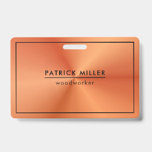 Shiny Metallic Orange Texture Black Accents ID Badge