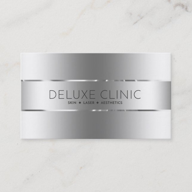 Shiny Metallic Silver Background Business Card (Front)