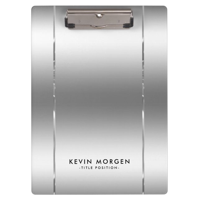 Shiny metallic Silver-Grey Background Clipboard (Front)