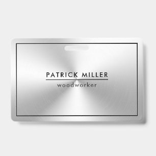 Shiny Metallic Silver Texture Black Accents ID Badge