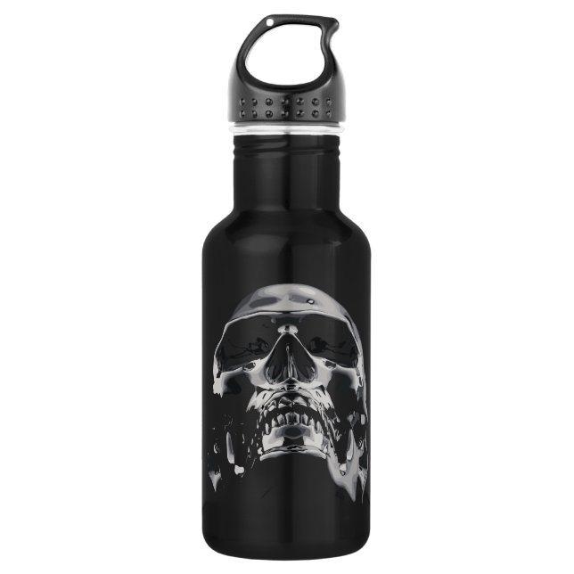 Shiny Metallic Skull Artwork 532 Ml Water Bottle (Front)