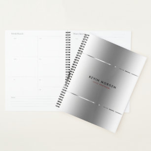 Shiny Metallic Stainless-Steel Background Planner