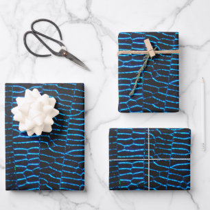 Shiny metallic vibrant blue geometric abstract  wrapping paper sheet