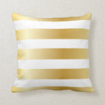 Shiny Metallic Wide Gold Stripe Pattern Cushion<br><div class="desc">Chic, modern, fashionable and stylish Wide Gold colour striped pattern or design square Throw Pillow or Cushion or lumbar size pillow or cushion. Shiny metallic look Gold stripes on a white background. This trendy and chic design will enhance any home decor, lounge, living room, sofa, bedroom, office, boat, holiday house,...</div>