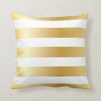 Shiny Metallic Wide Gold Stripe Pattern Cushion