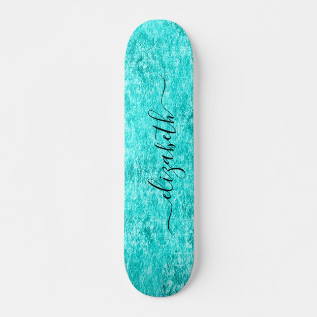 Shiny Mint Green Personalised Skateboard (Front)