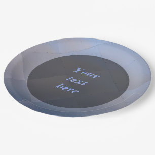 Shiny Modern Chequered Metal Blue any Text Paper Plate