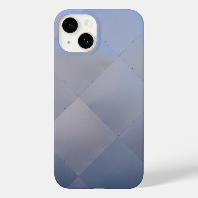 Shiny Modern Chequered Metal Blue Case-Mate iPhone Case (Back)