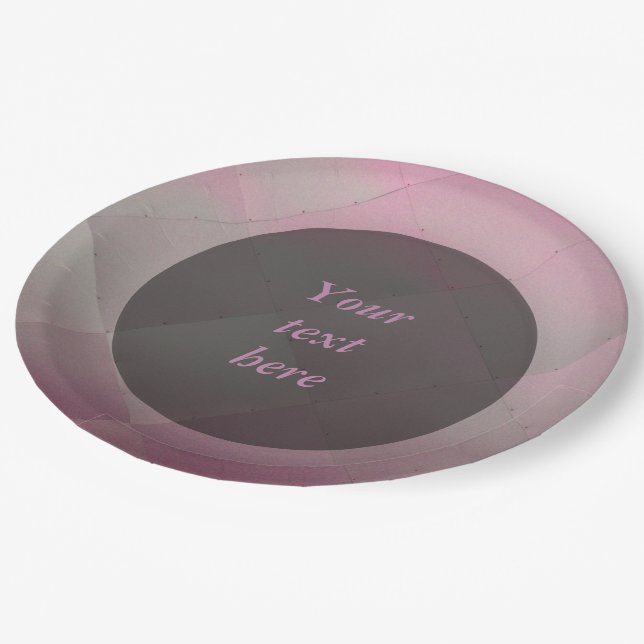 Shiny Modern Chequered Metal Pink any Text Paper Plate (Angled)