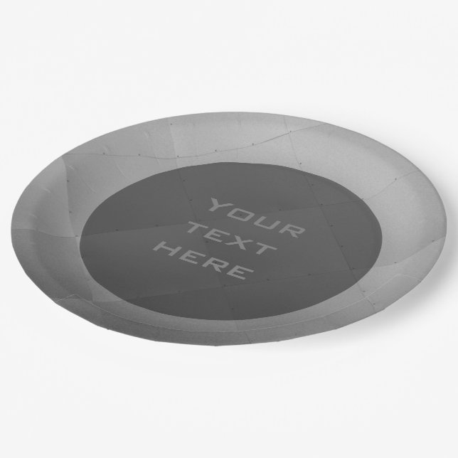 Shiny Modern Chequered Metal Silver any Text Paper Plate (Angled)