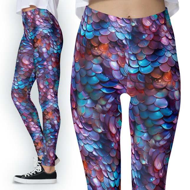Shiny Mother of Pearl Mermaid Scales Fantasy Party Leggings (Creator Uploaded)