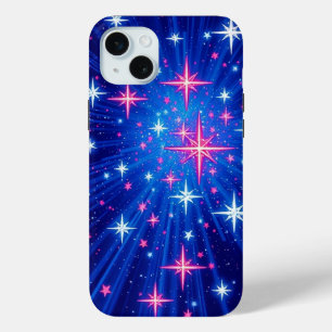 Shiny Multi Stars with Blue Rays Mobile iPhone 15 Mini Case