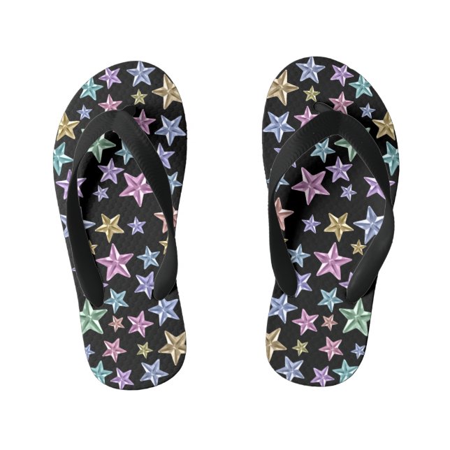 Shiny Multicolor Stars Kid's Thongs (Footbed)
