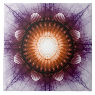 Shiny mystical red violet ornament ceramic tile