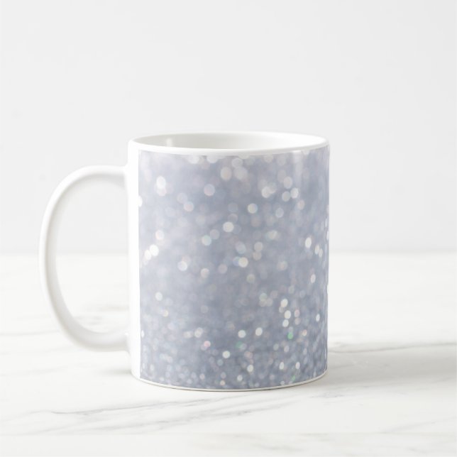 shiny of silver glitter abstract background coffee mug (Left)