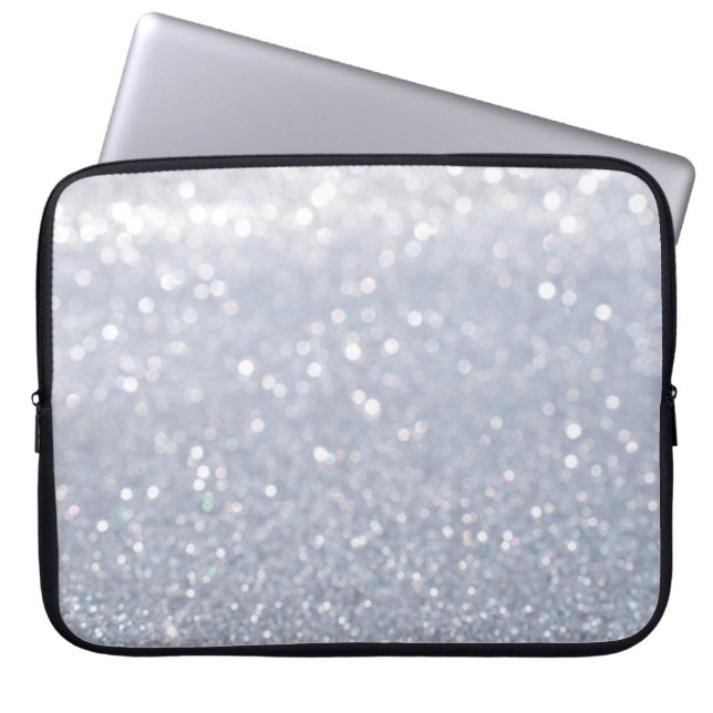shiny of silver glitter abstract background laptop sleeve (Front)