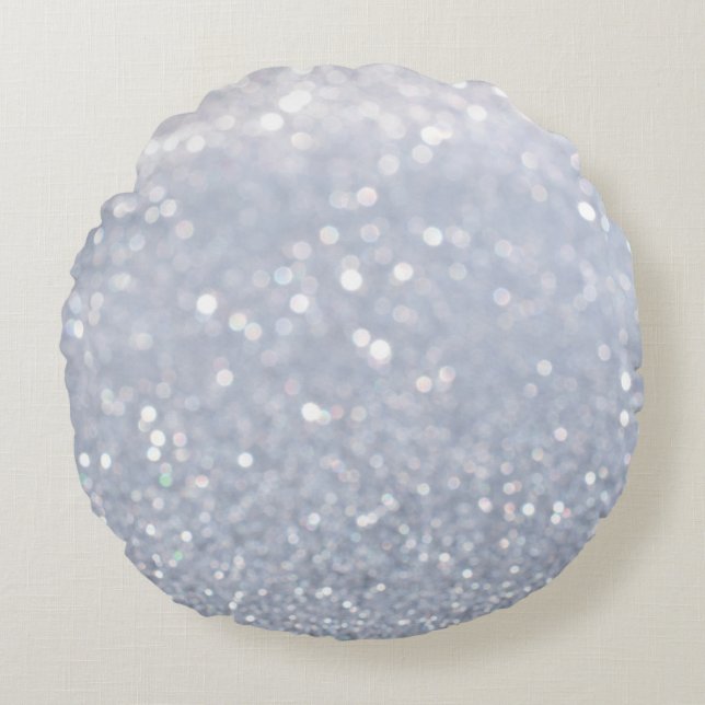 shiny of silver glitter abstract background round cushion (Front)