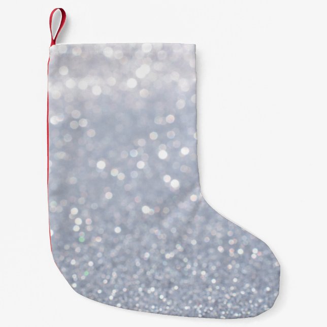 shiny of silver glitter abstract background small christmas stocking (Front)